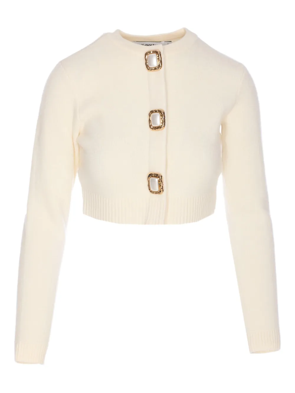 Self-Portrait jewel-button cropped cardigan - ニュートラル Self-Portrait jewel-button cropped cardigan - ニュートラル