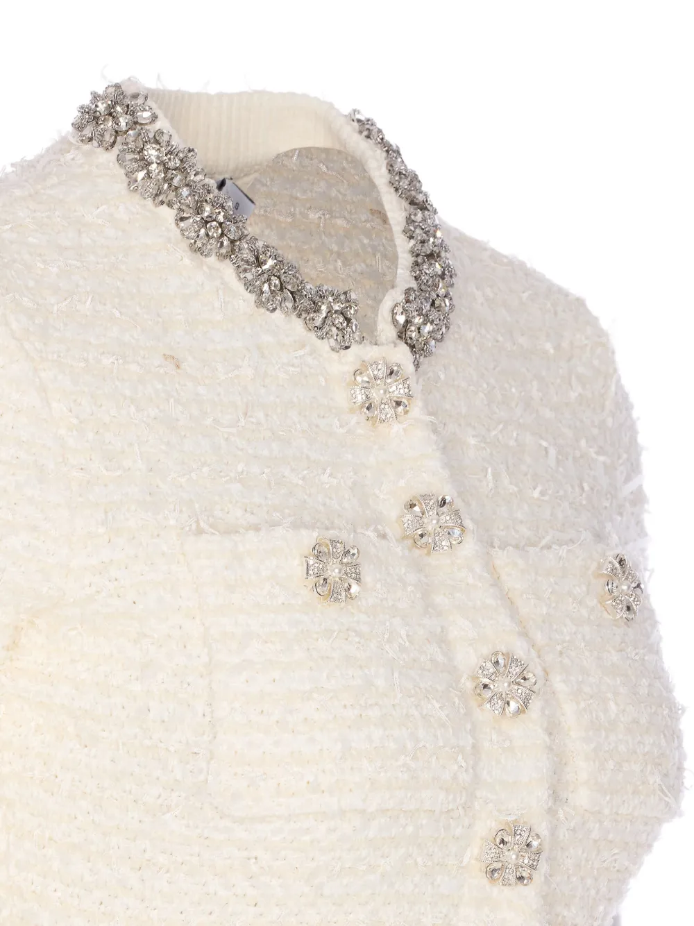 Self-Portrait Metallic Bouclé verfraaide mini-jurk Wit