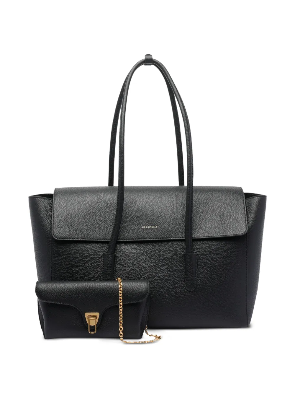 Coccinelle Double Beat leren handtas Zwart