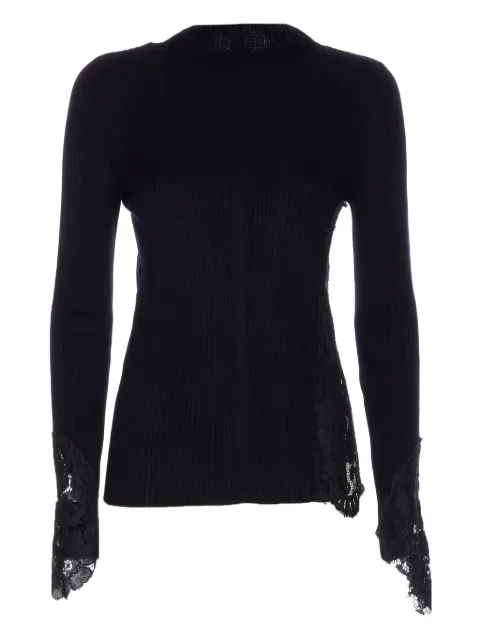PINKO lace-insert ribbed sweater