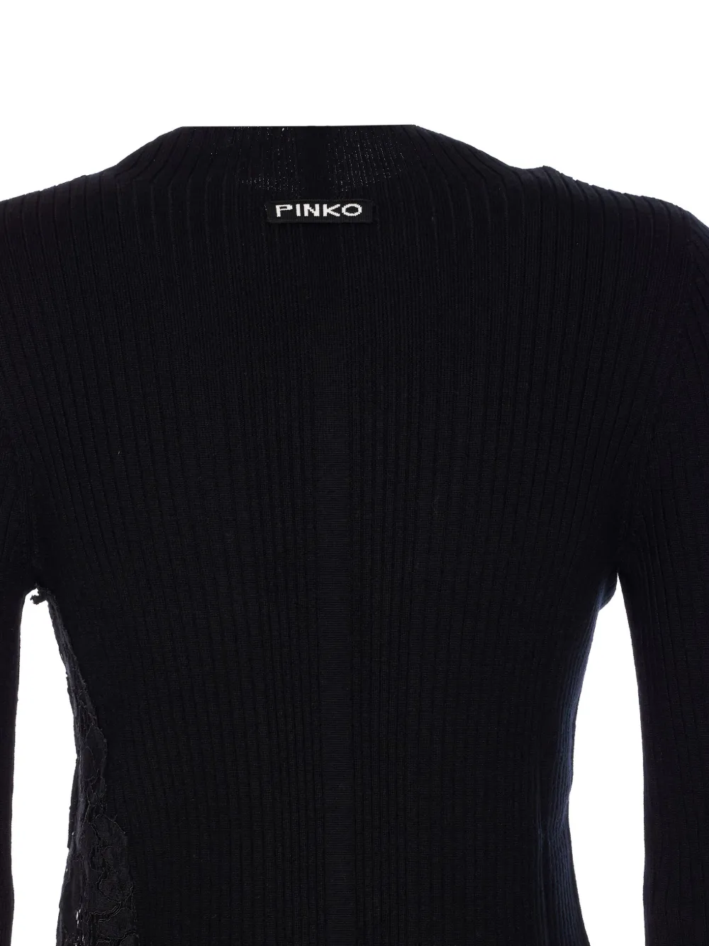 PINKO Geribbelde trui met kanten vlakken Zwart