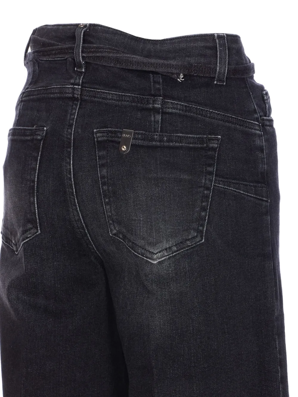 LIU JO Flared jeans met logoplakkaat Zwart