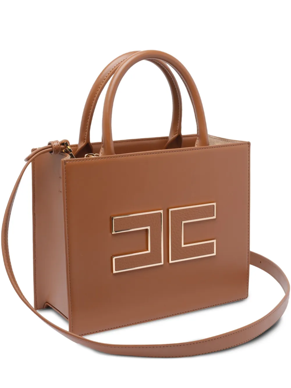 Elisabetta Franchi Mini 24 7 shopper met handvat en logoplakkaat Bruin