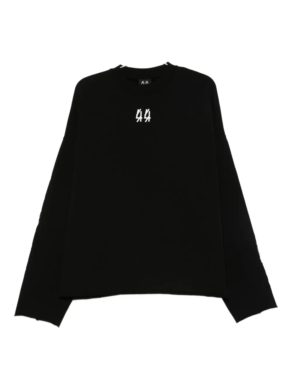 44 Label Group Logo-embroidered Frayed-edge Sweater In Black