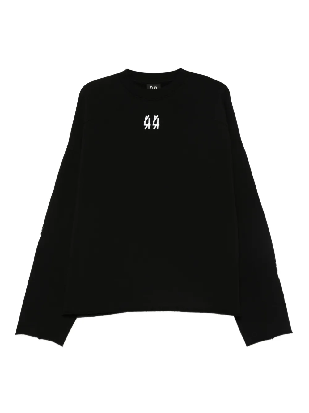 44 LABEL GROUP logo-embroidered frayed-edge sweater | Black | Image 1