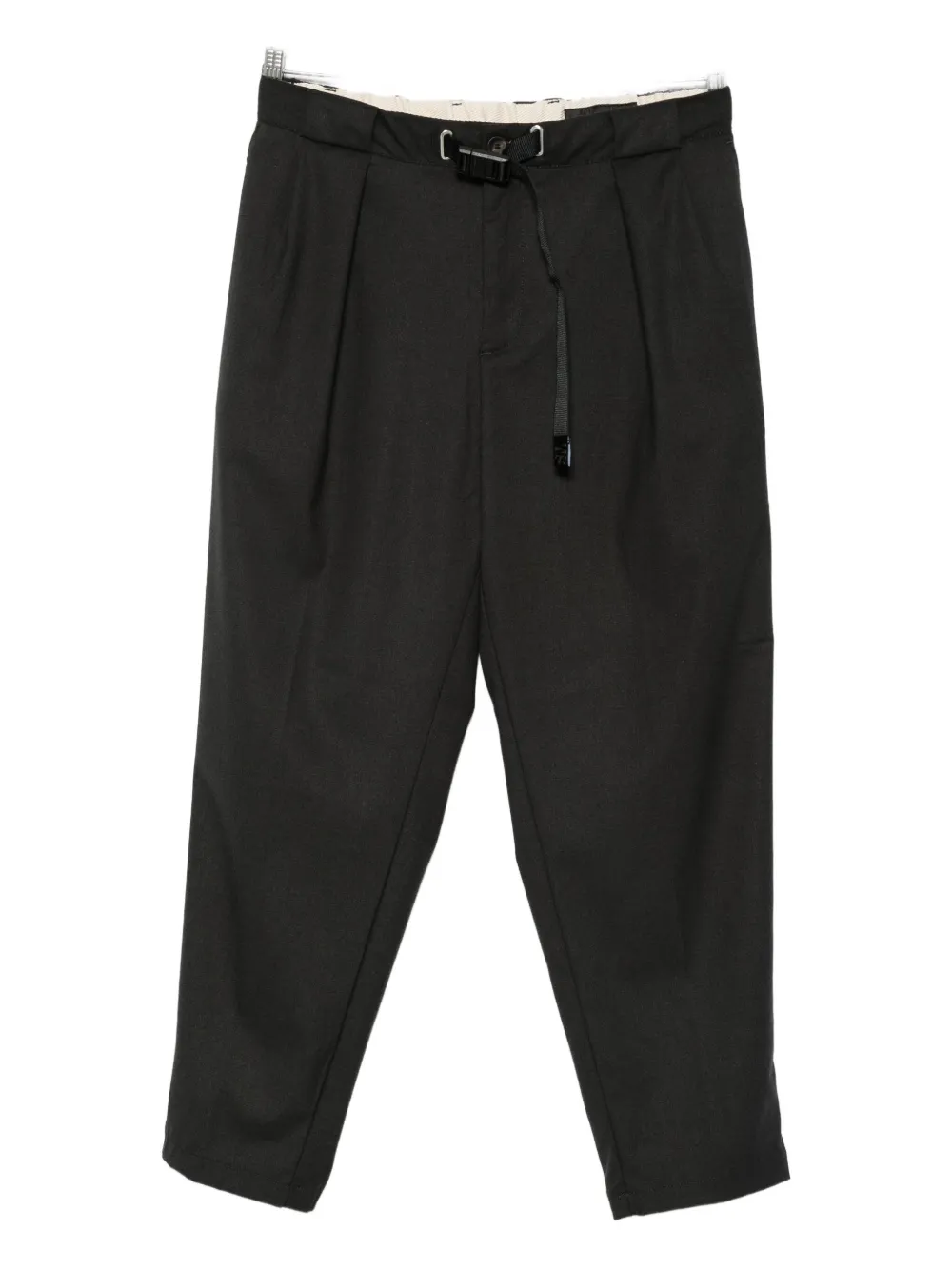 White Sand Pleated Drawstring Trousers In Gray