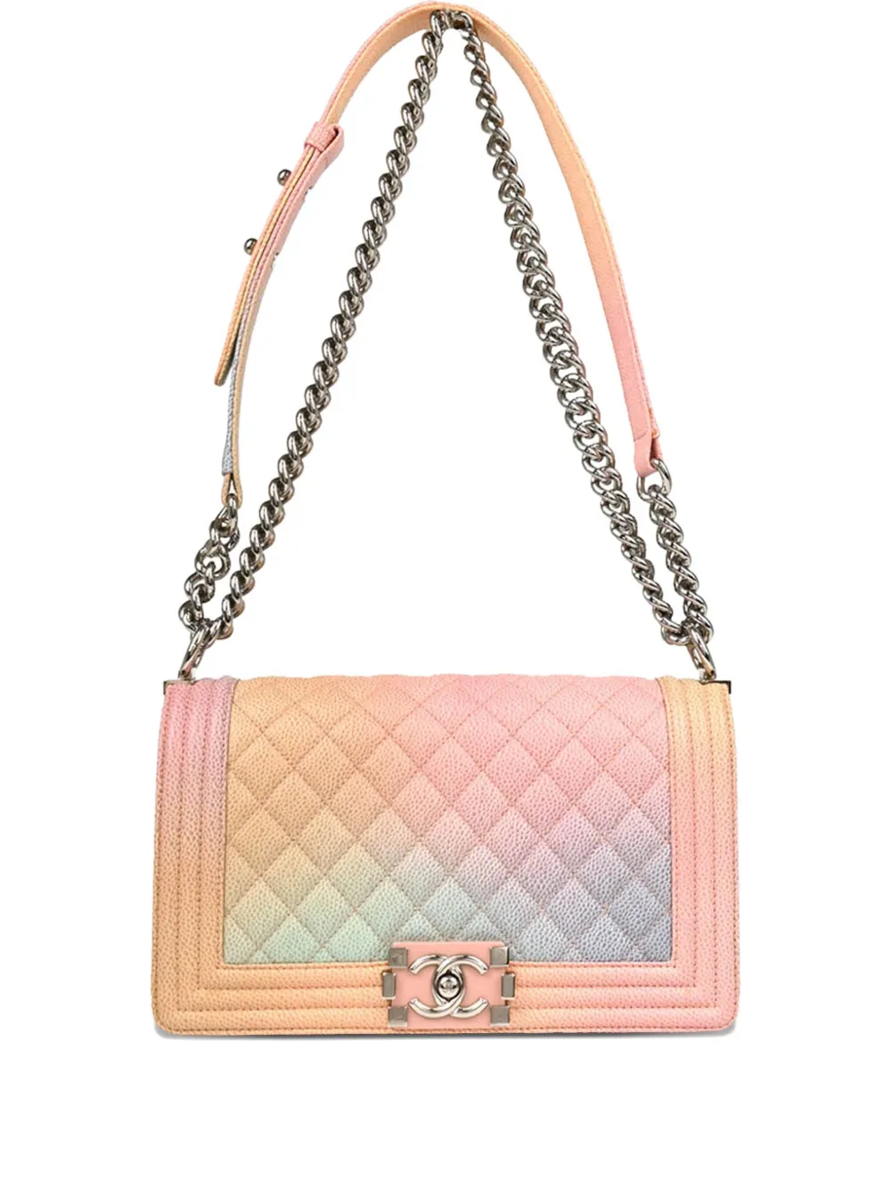Pre-owned Chanel 2017 Medium Boy Shoulder Bag In Pink