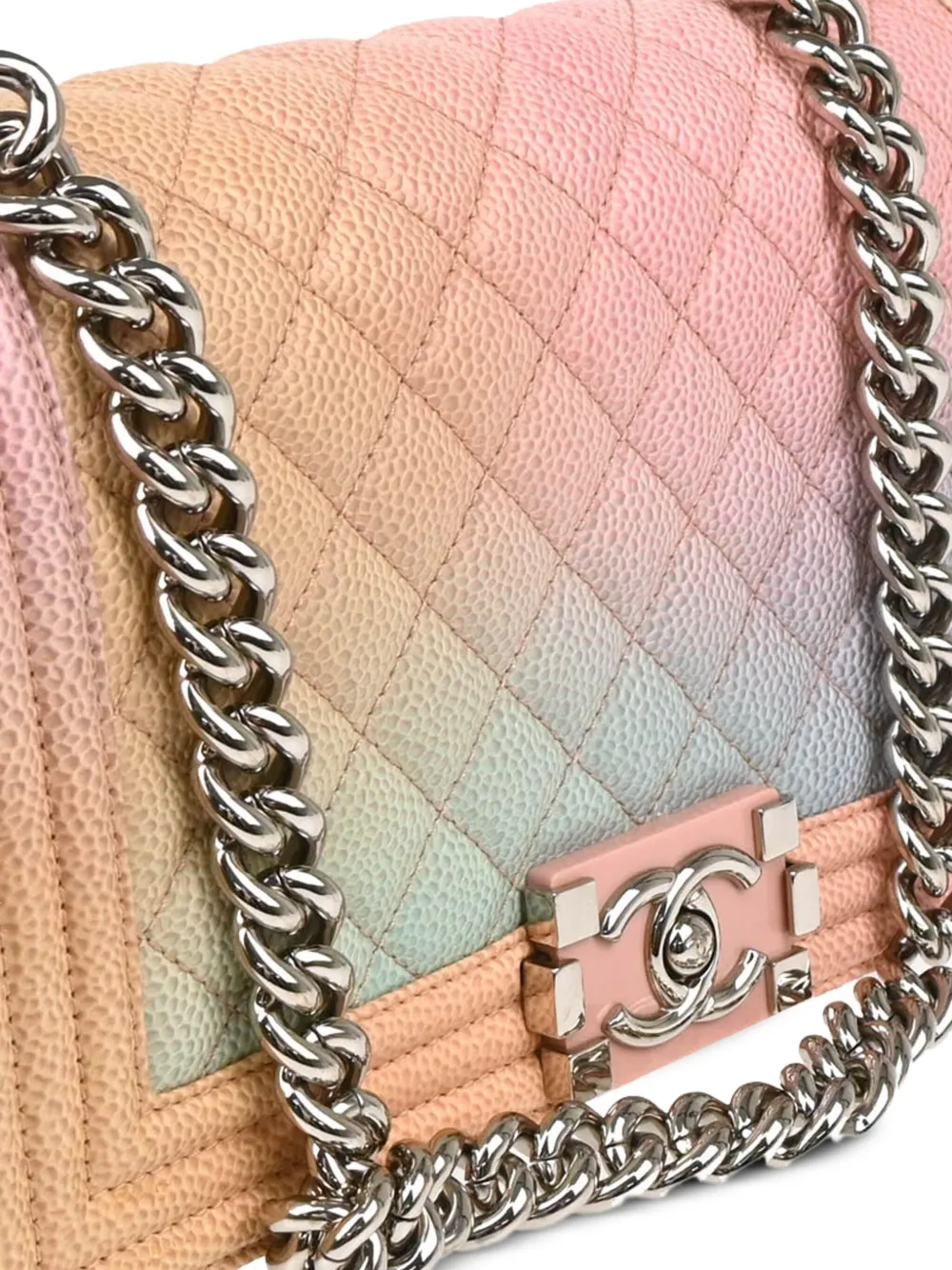 Pre-owned Chanel 2017 Medium Boy Shoulder Bag In Pink