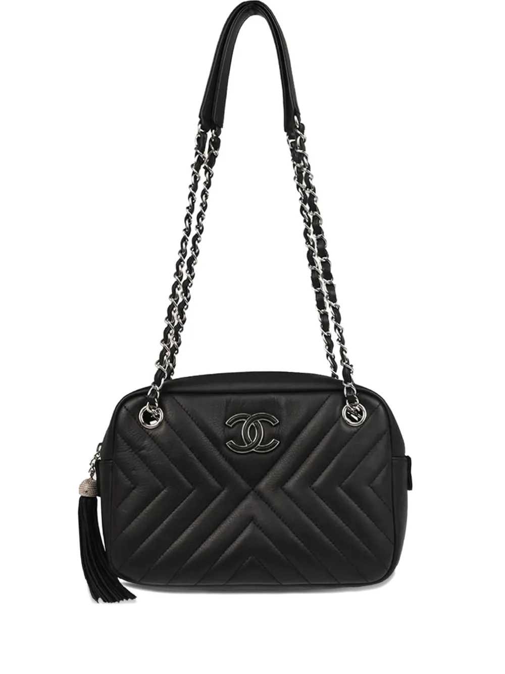 CHANEL Pre-Owned 2017 スモール シェブロン カメラバッグ - ブラック CHANEL Pre-Owned 2017 スモール シェブロン カメラバッグ - ブラック