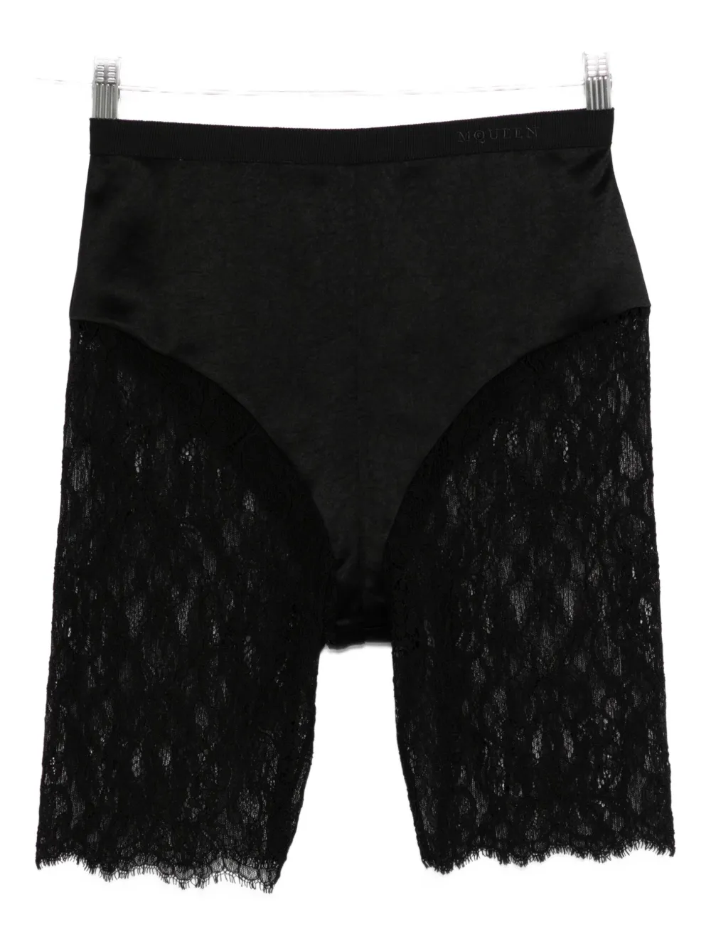 Alexander Mcqueen Lace-panelled Shorts In Black