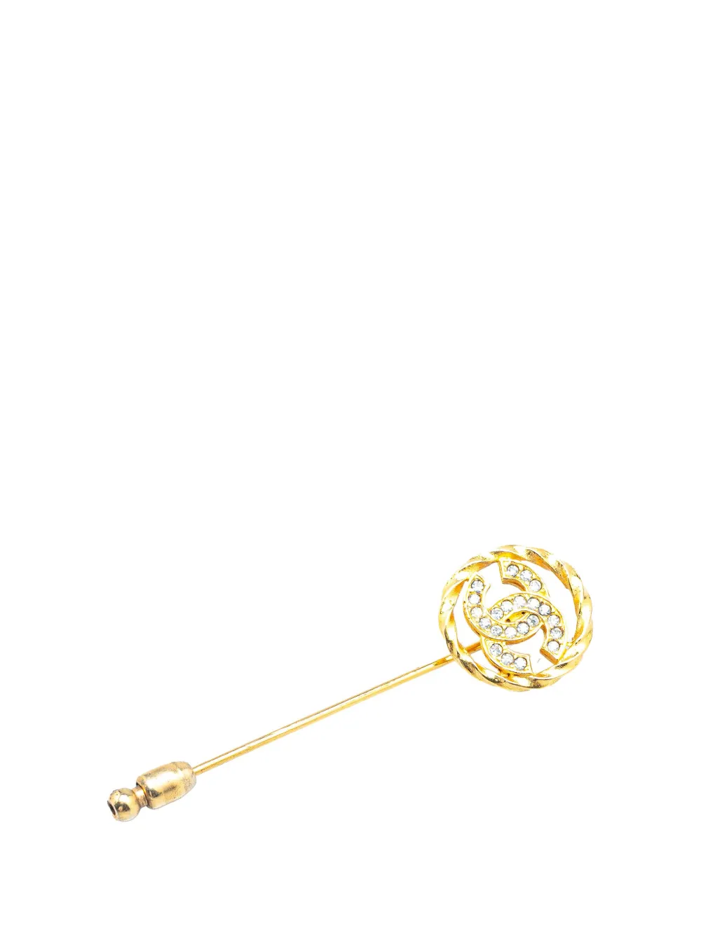 1970-1980 Gold Plated CC Crystal Brooch Pin costume brooch