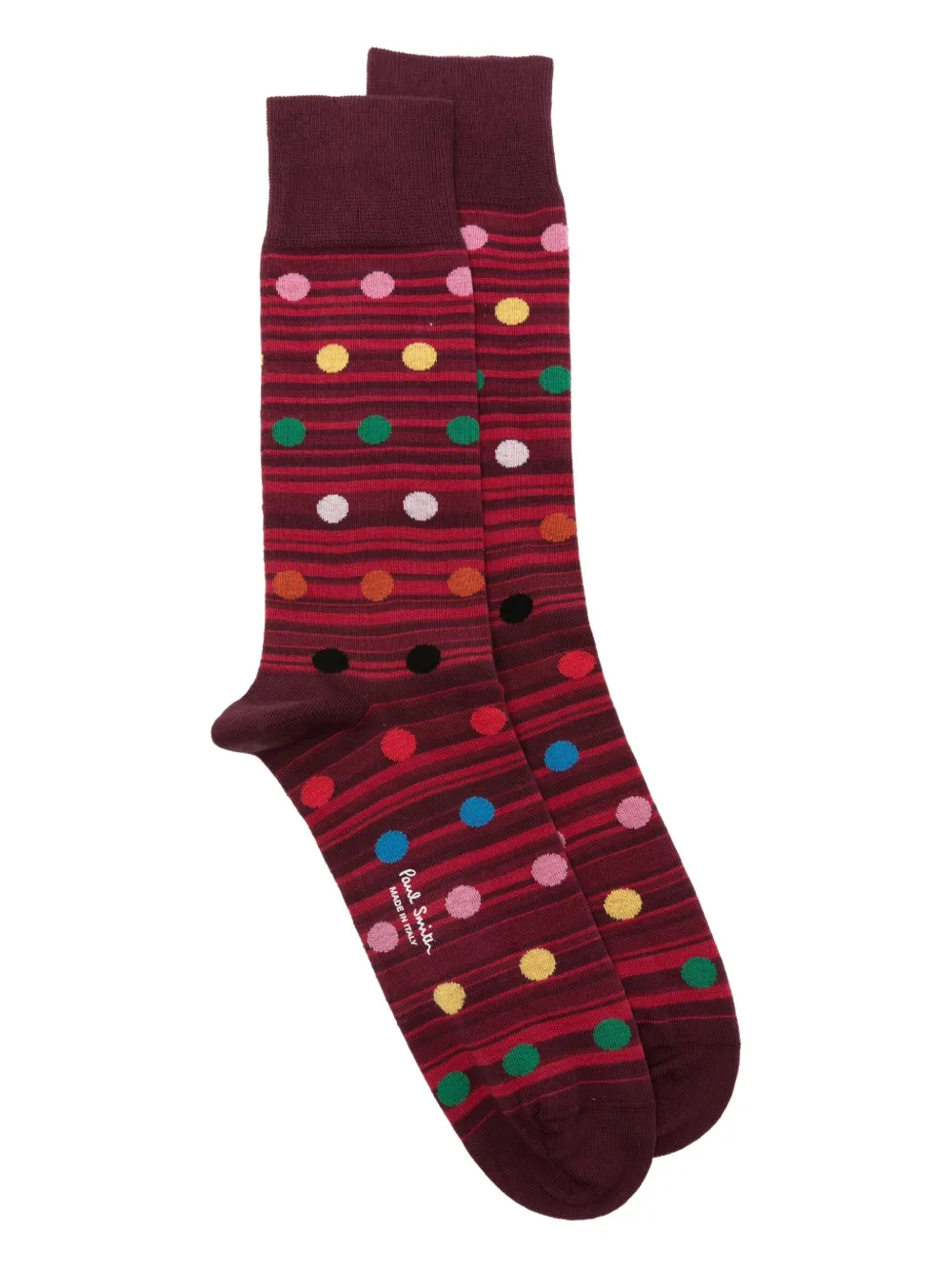 Paul Smith ストライプ ドット 靴下 - レッド Paul Smith ストライプ ドット 靴下 - レッド