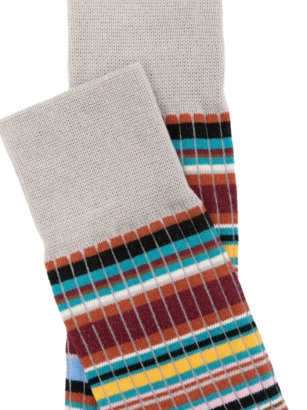 Paul Smith Striped Ribbed Socks In Multi