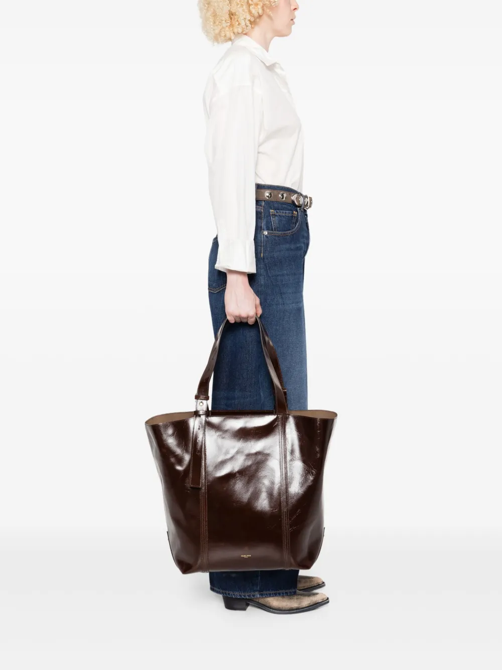 Golden Goose leather belt-detail tote bag Bruin
