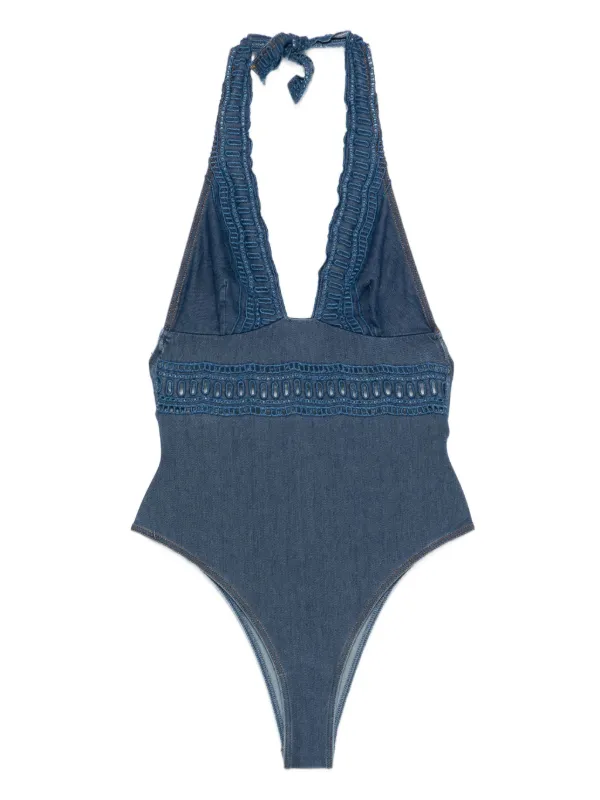 Ermanno Scervino クロシェレース ワンピース水着 | ブルー | FARFETCH JP