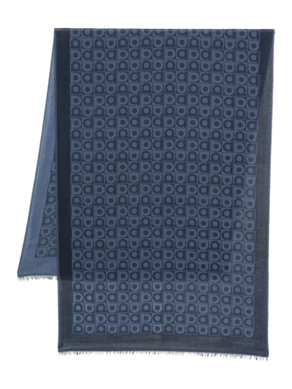 Ferragamo Gancini-pattern scarf - ブルー Ferragamo Gancini-pattern scarf - ブルー