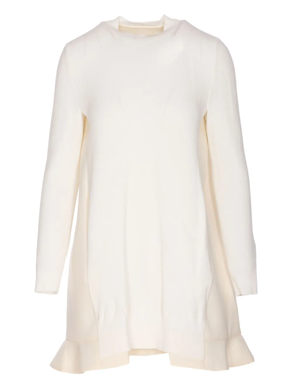 crew-neck ruffled-hem dress