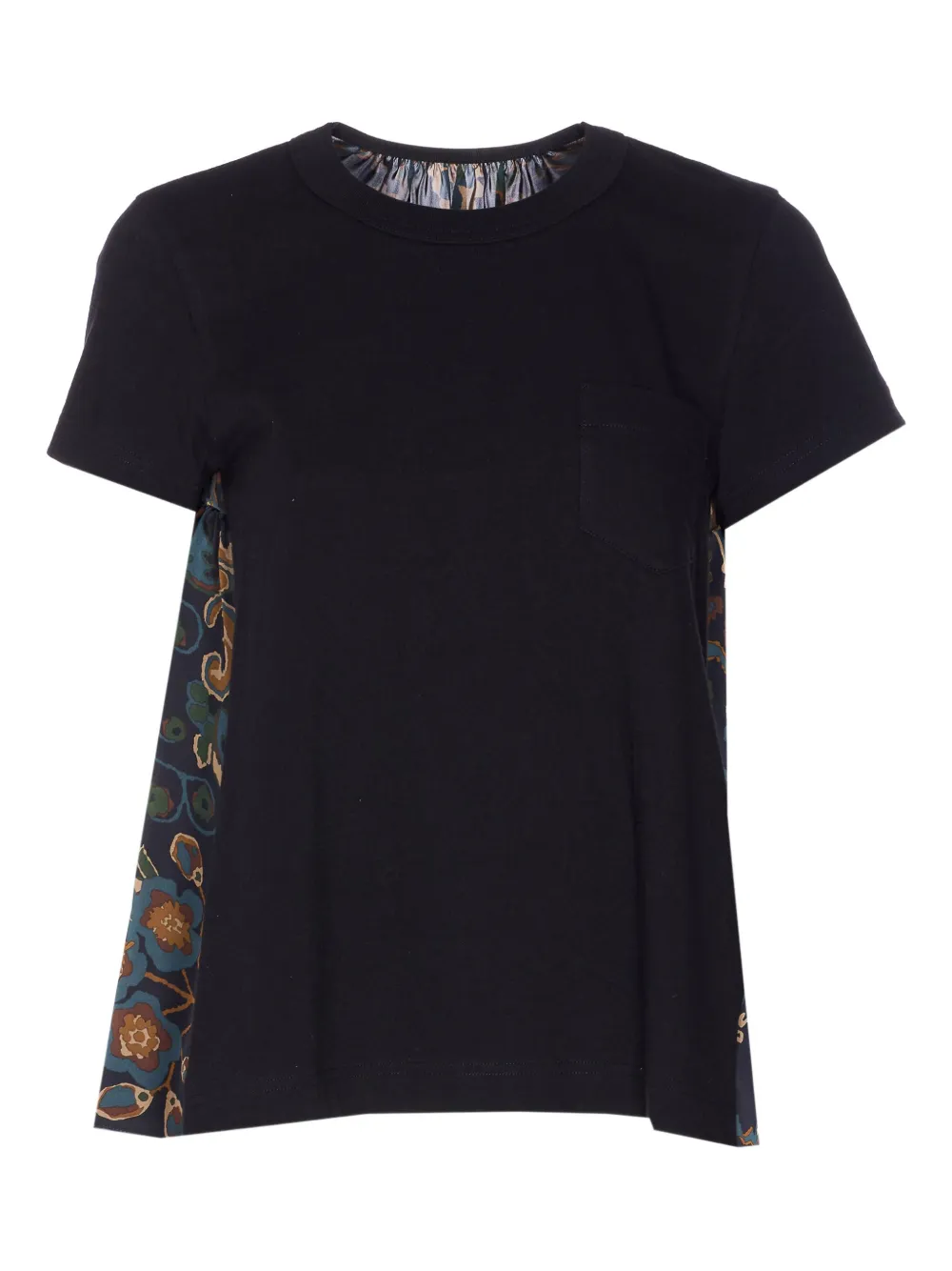 sacai floral-print pocket T-shirt | Black | Image 1