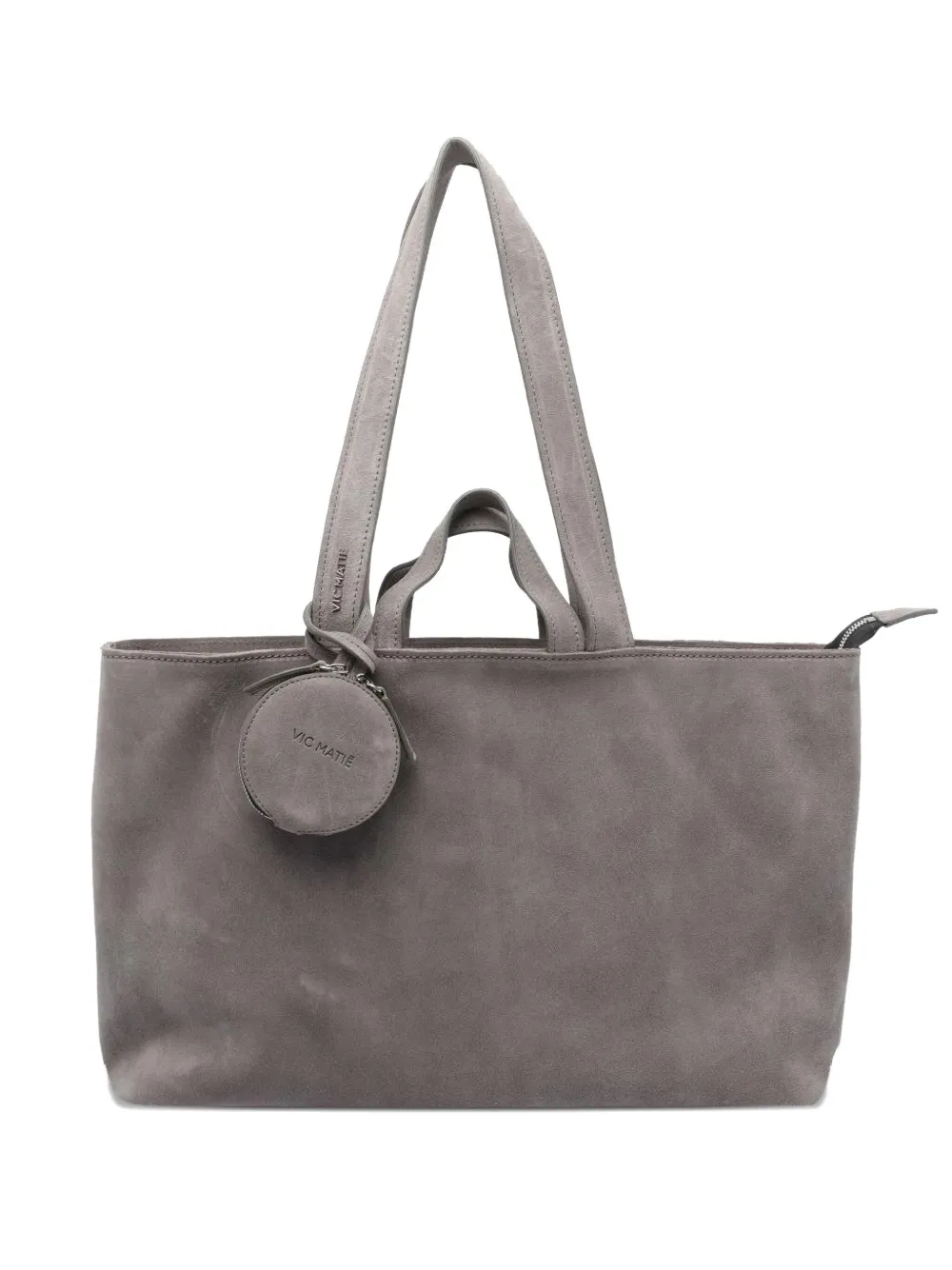 Vic Matie Zip-closure Suede Tote Bag In Gray