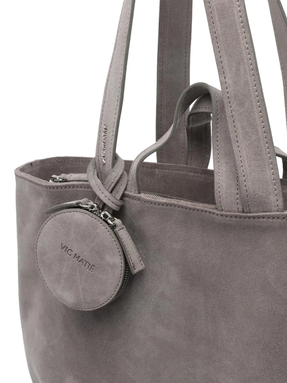 Vic Matie Zip-closure Suede Tote Bag In Gray