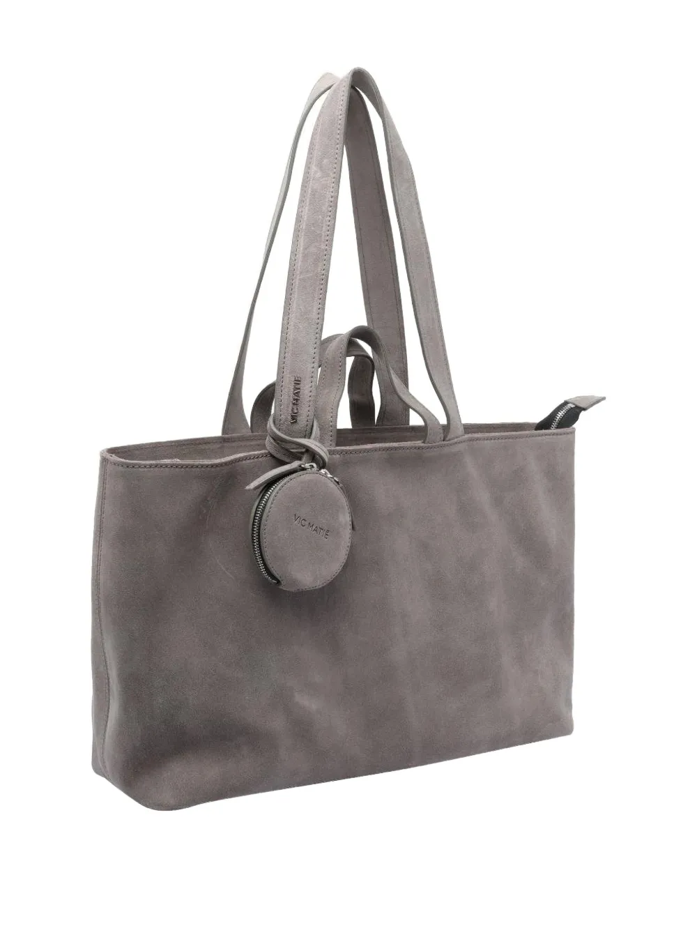 Vic Matie Zip-closure Suede Tote Bag In Gray