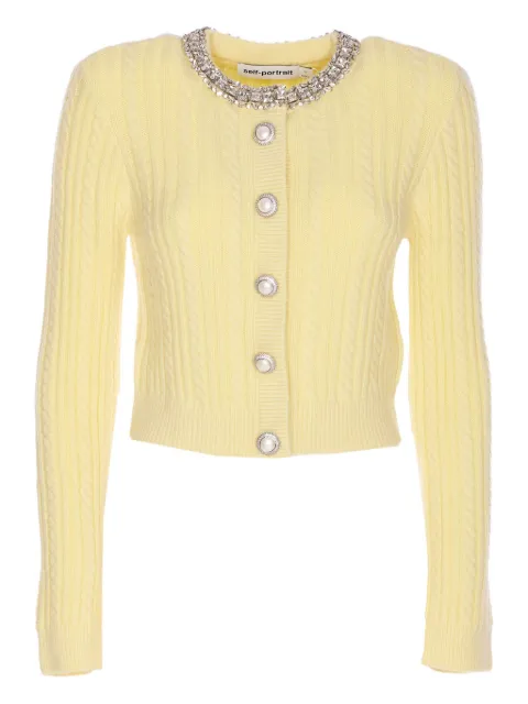 Self-Portrait crystal-embellished cable-knit cardigan