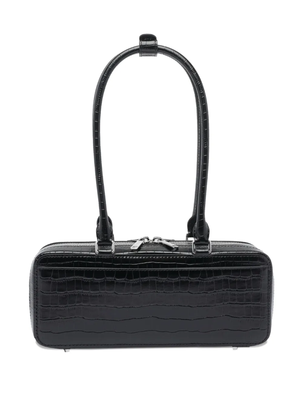 Self-Portrait crocodile-effect shoulder bag - Zwart