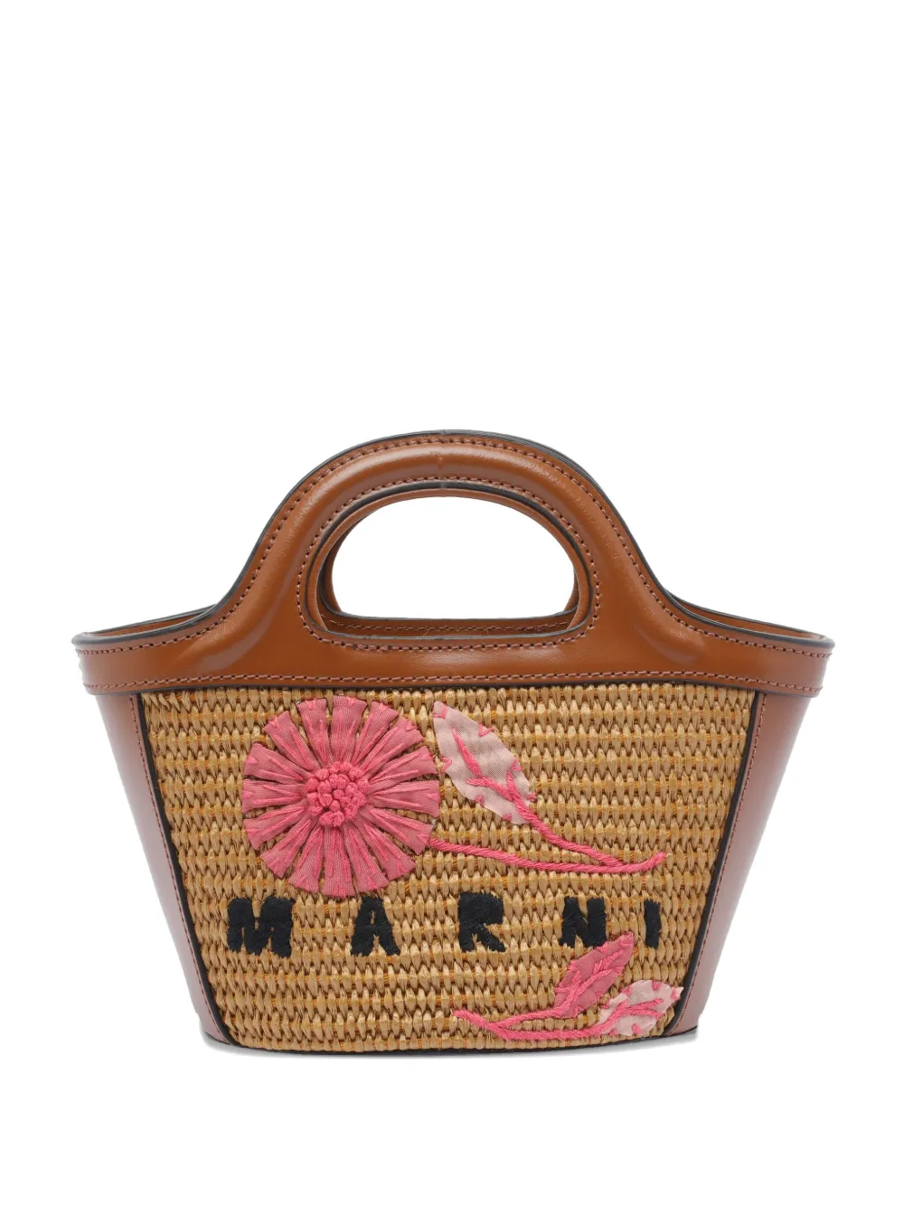 Marni Tropicalia geweven clutch met geborduurde bloemen Bruin