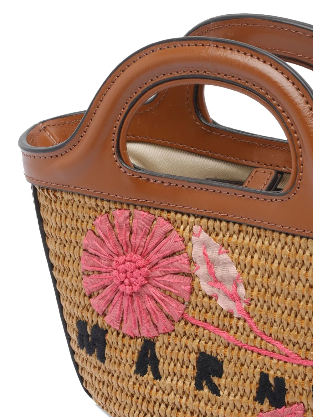 Marni Tropicalia geweven clutch met geborduurde bloemen Bruin
