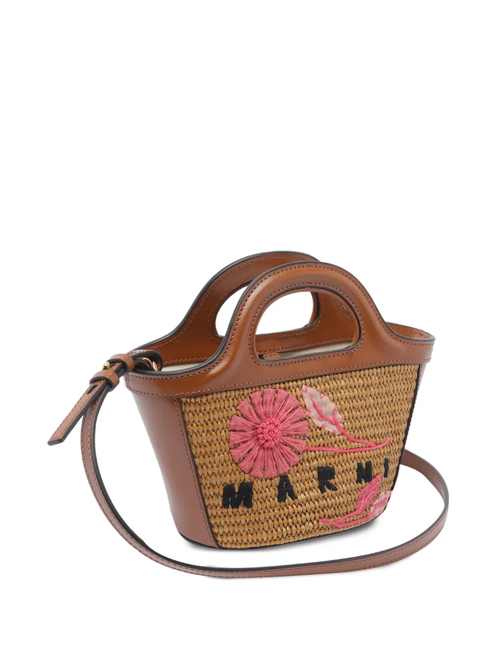 Marni Tropicalia geweven clutch met geborduurde bloemen Bruin