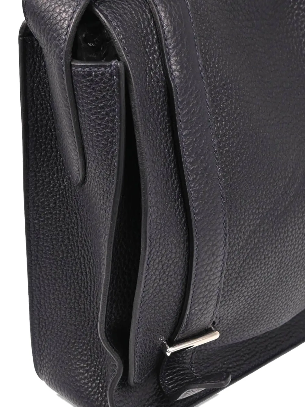 Pre-owned Hermes 2014 Taurillon Clemence Steve Caporal 27 Shoulder Bag In Black