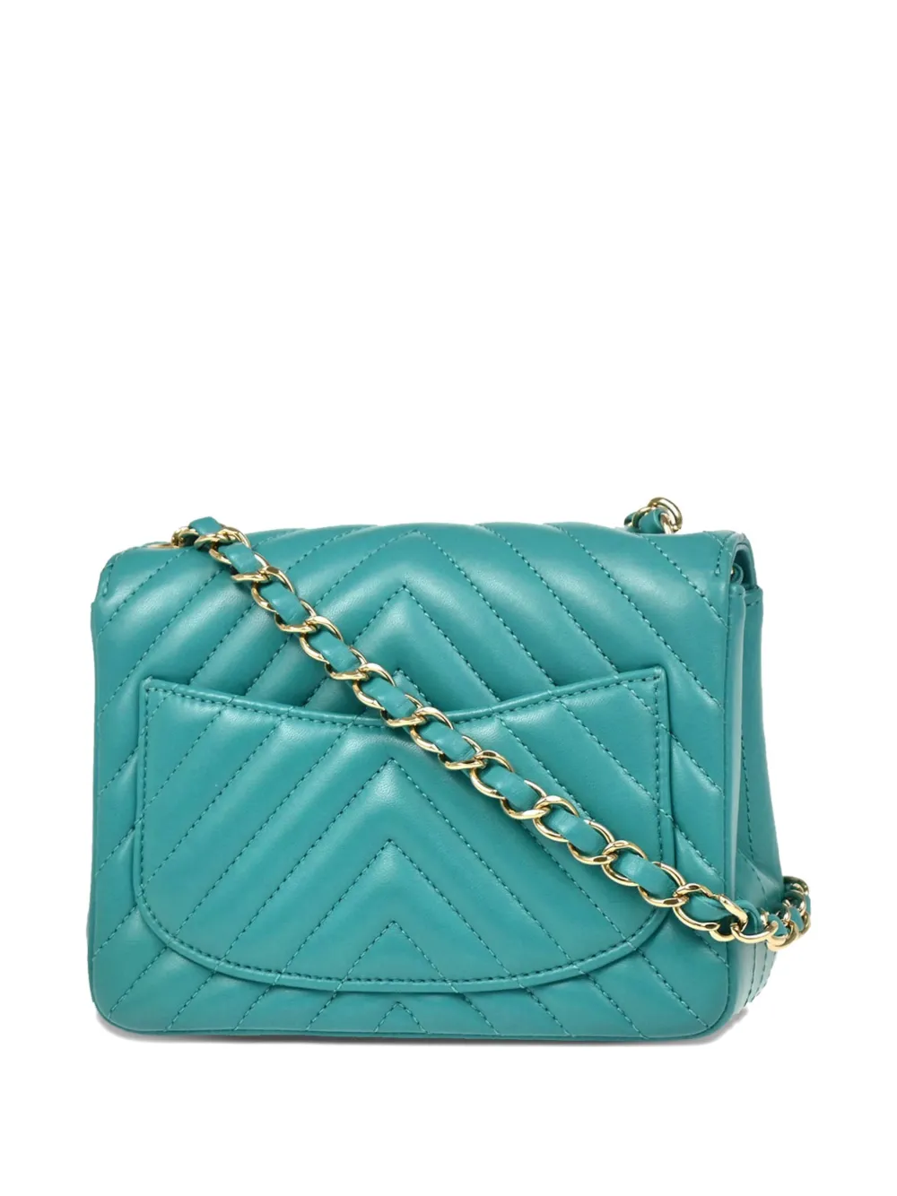 Pre-owned Chanel 2016 Mini Classic Square Flap Shoulder Bag In Blue