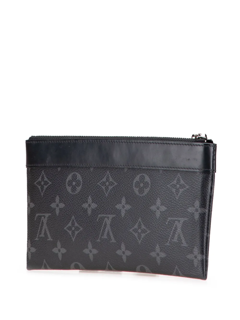 Pre-owned Louis Vuitton 2019 Monogram Eclipse Discovery Pochette Pm Pouch In Black