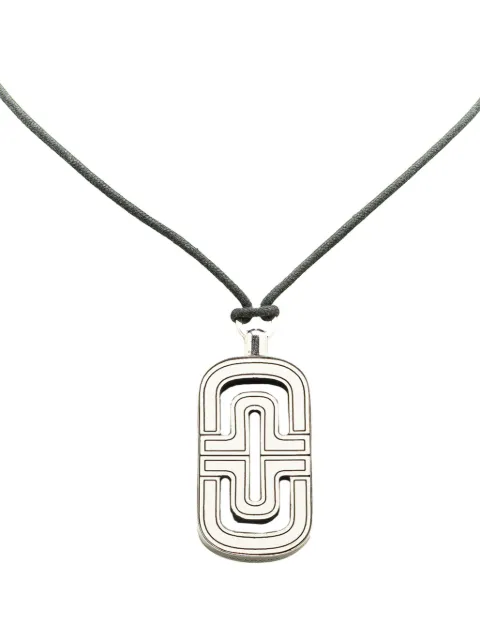Bvlgari Pre-Owned 2000-2010 Sterling Silver Resin Parentesi Pendant Cord Necklace costume necklace