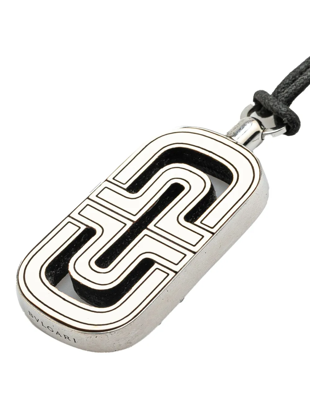 Bvlgari Pre-Owned 2000-2010 Sterling Silver Resin Parentesi Pendant Cord Necklace costume necklace | Image 2