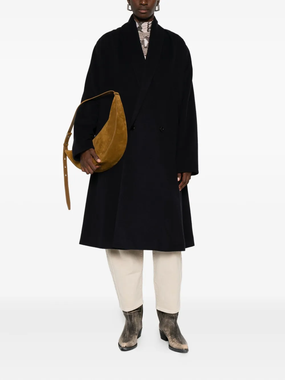 ISABEL MARANT double-breasted nylon coat Zwart