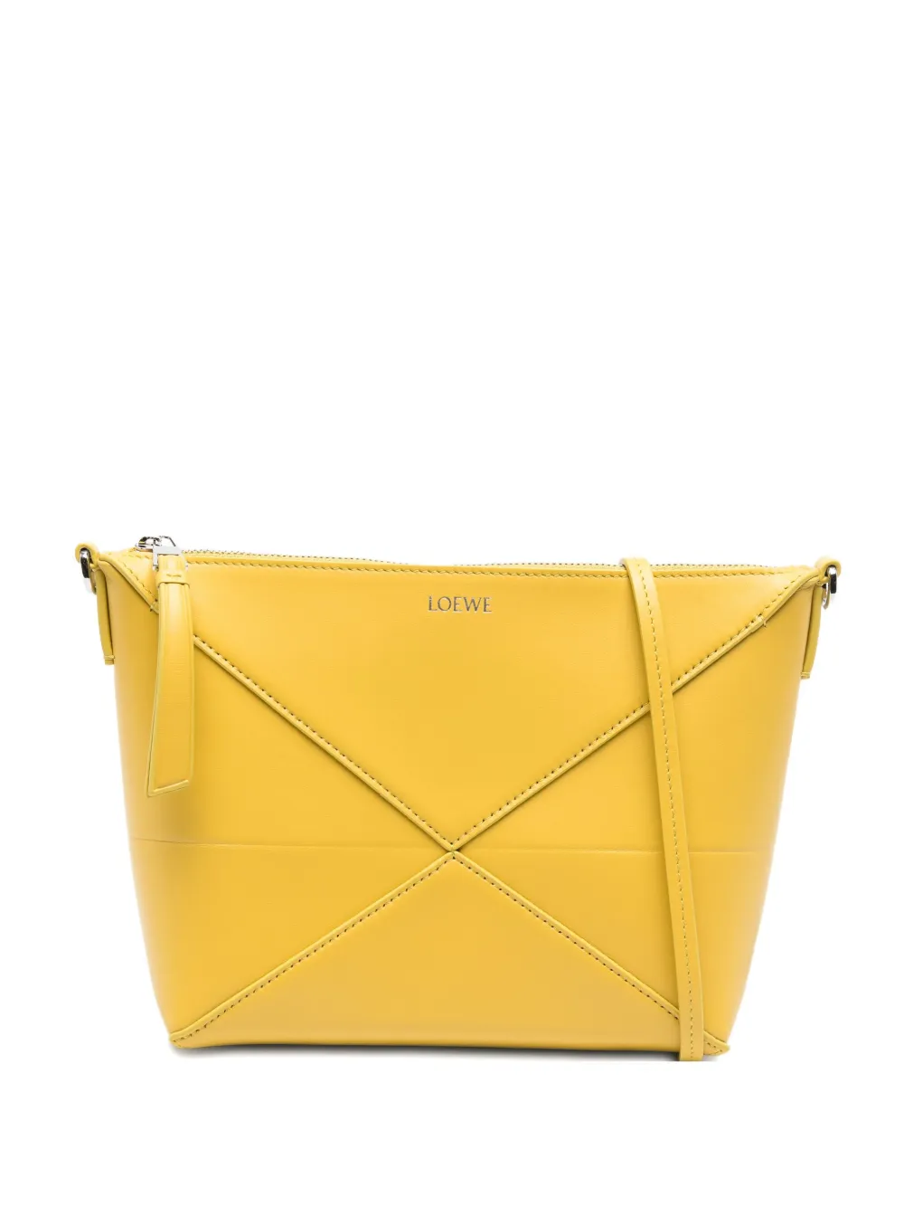 Loewe Puzzle Leather Clutch Bag In Yellow