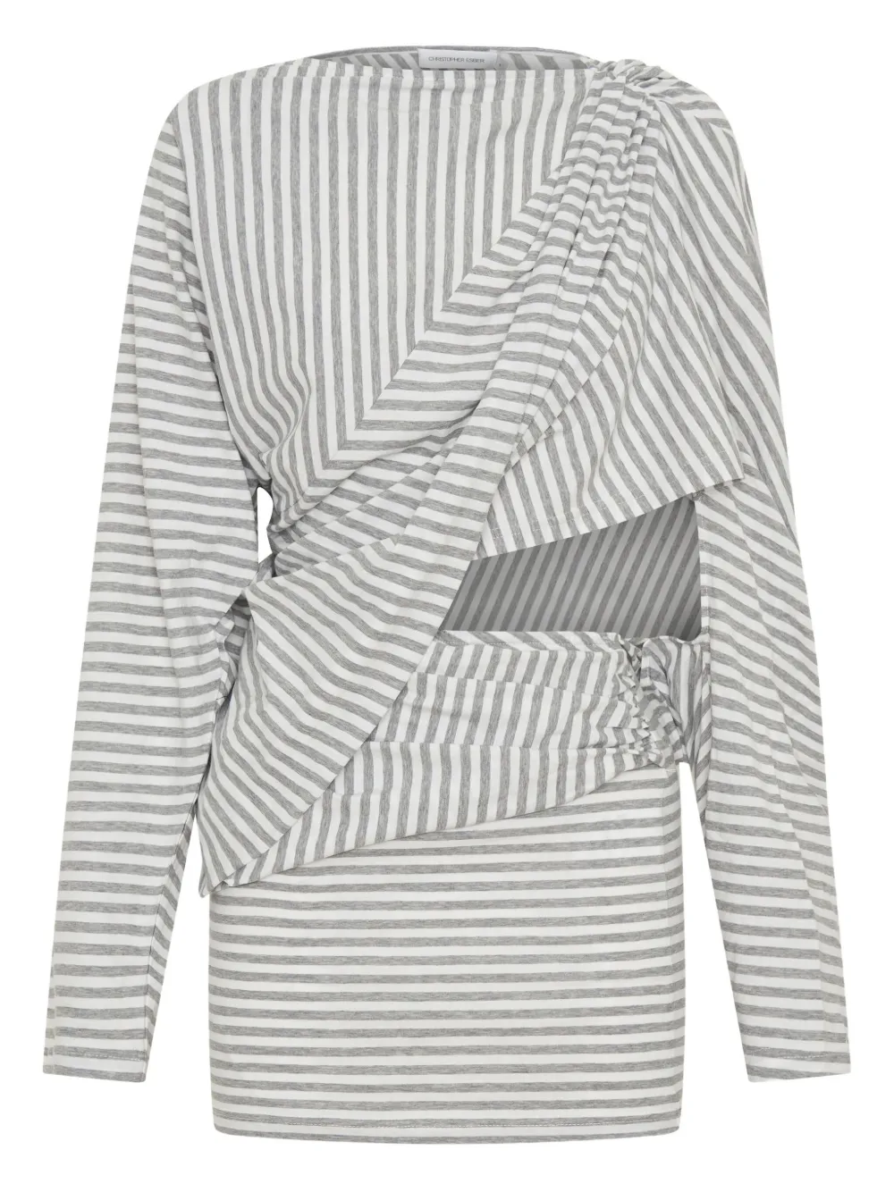 Christopher Esber Alba Draped Striped Mini Dress In Gray