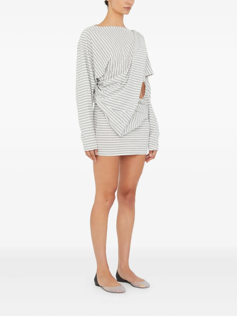 Christopher Esber Alba Draped Striped Mini Dress In Gray
