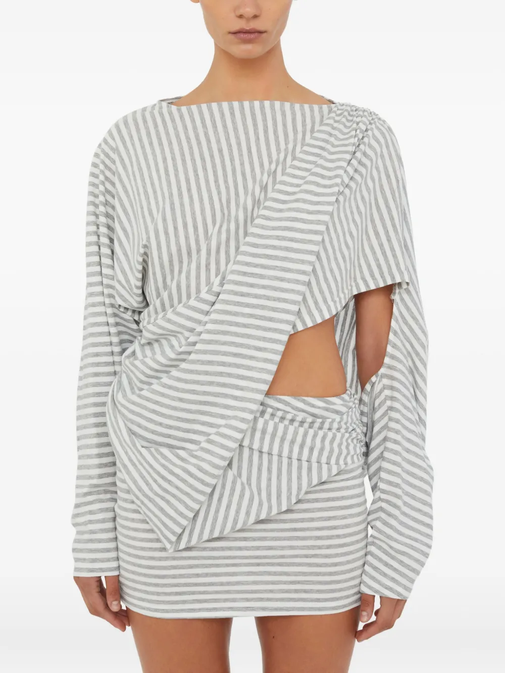 Christopher Esber Alba Draped Striped Mini Dress In Gray