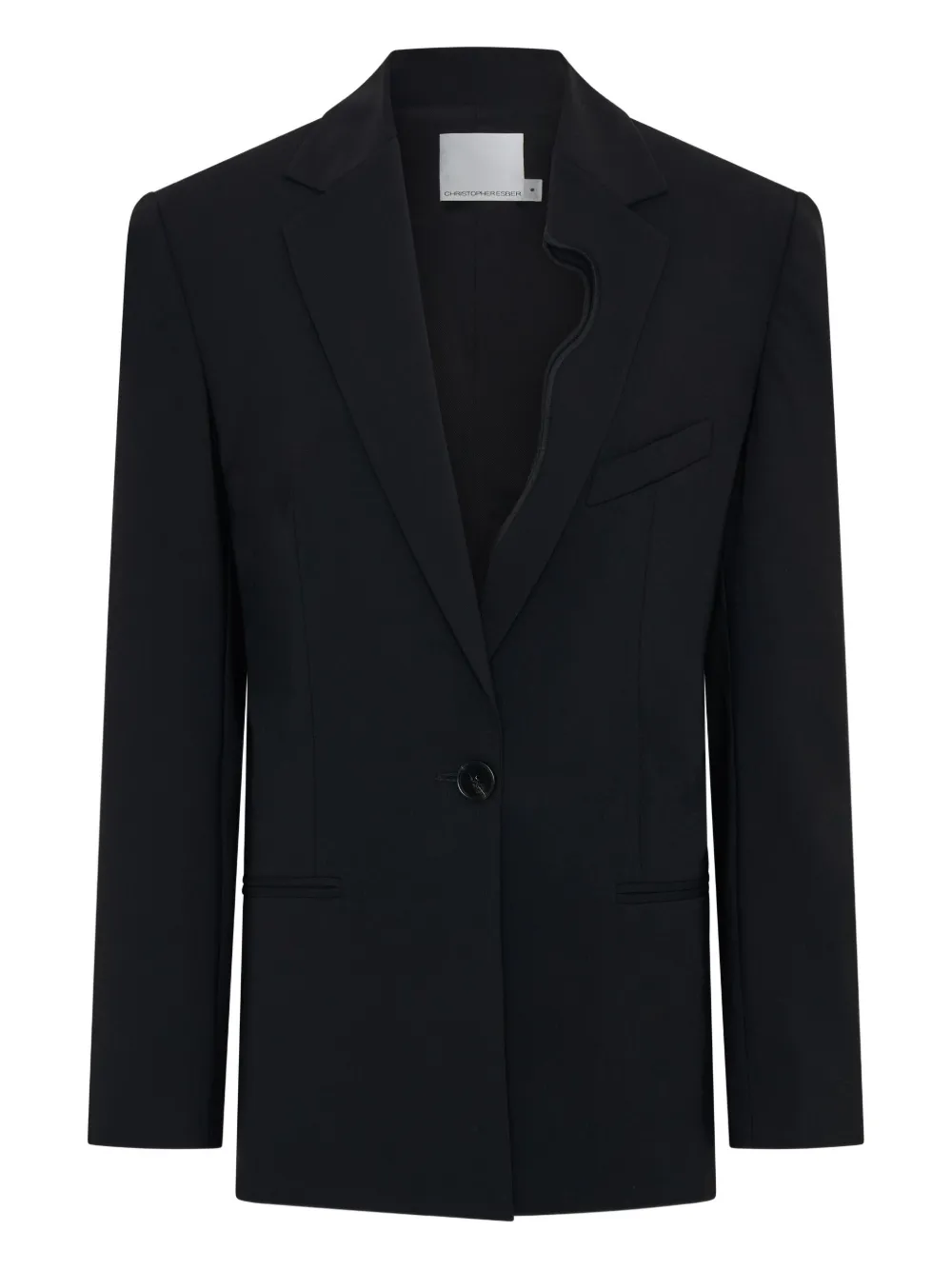 Christopher Esber padded-shoulder single-button blazer | Black | Image 1