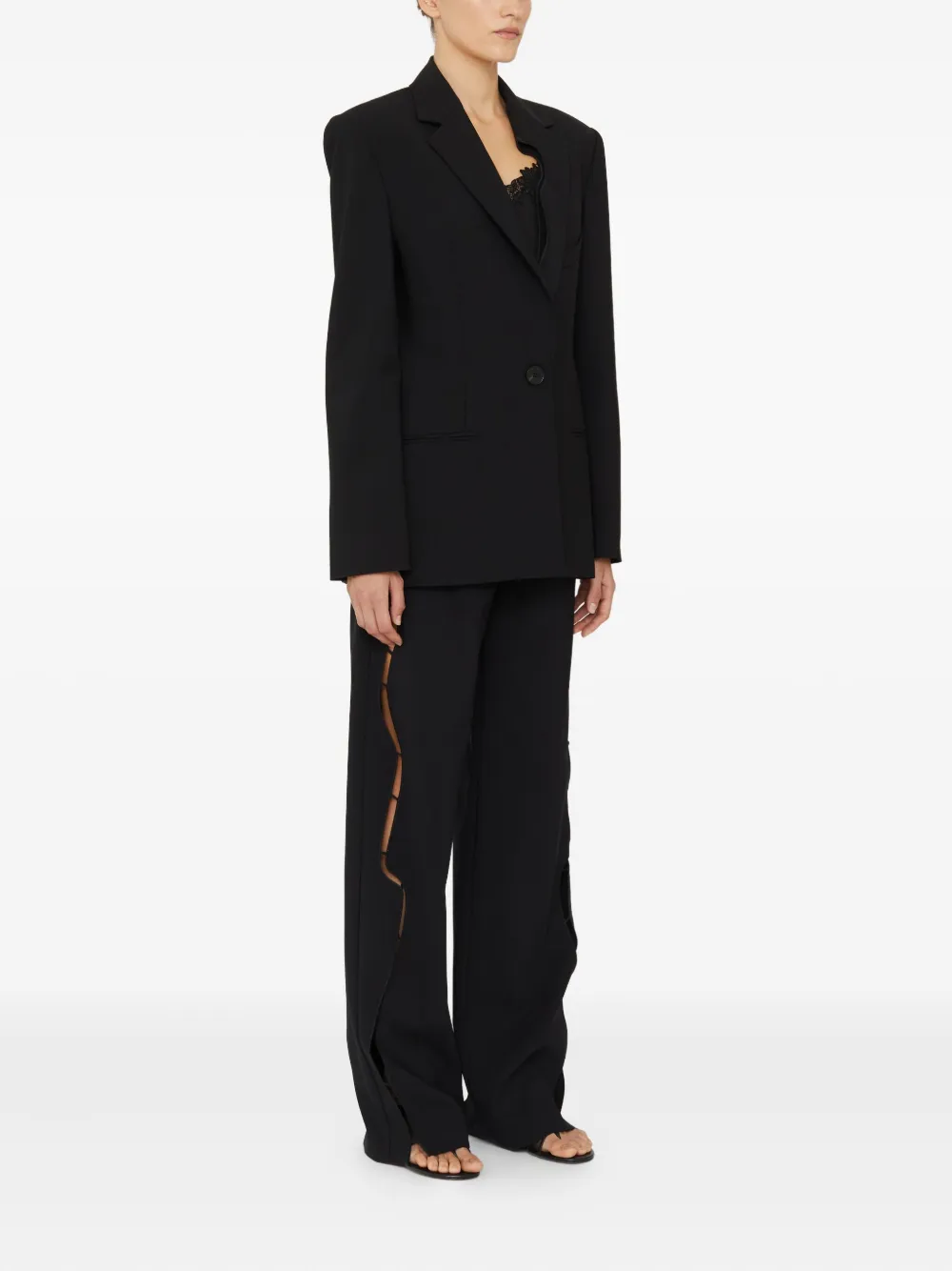Christopher Esber Padded-shoulder Single-button Blazer In Blue