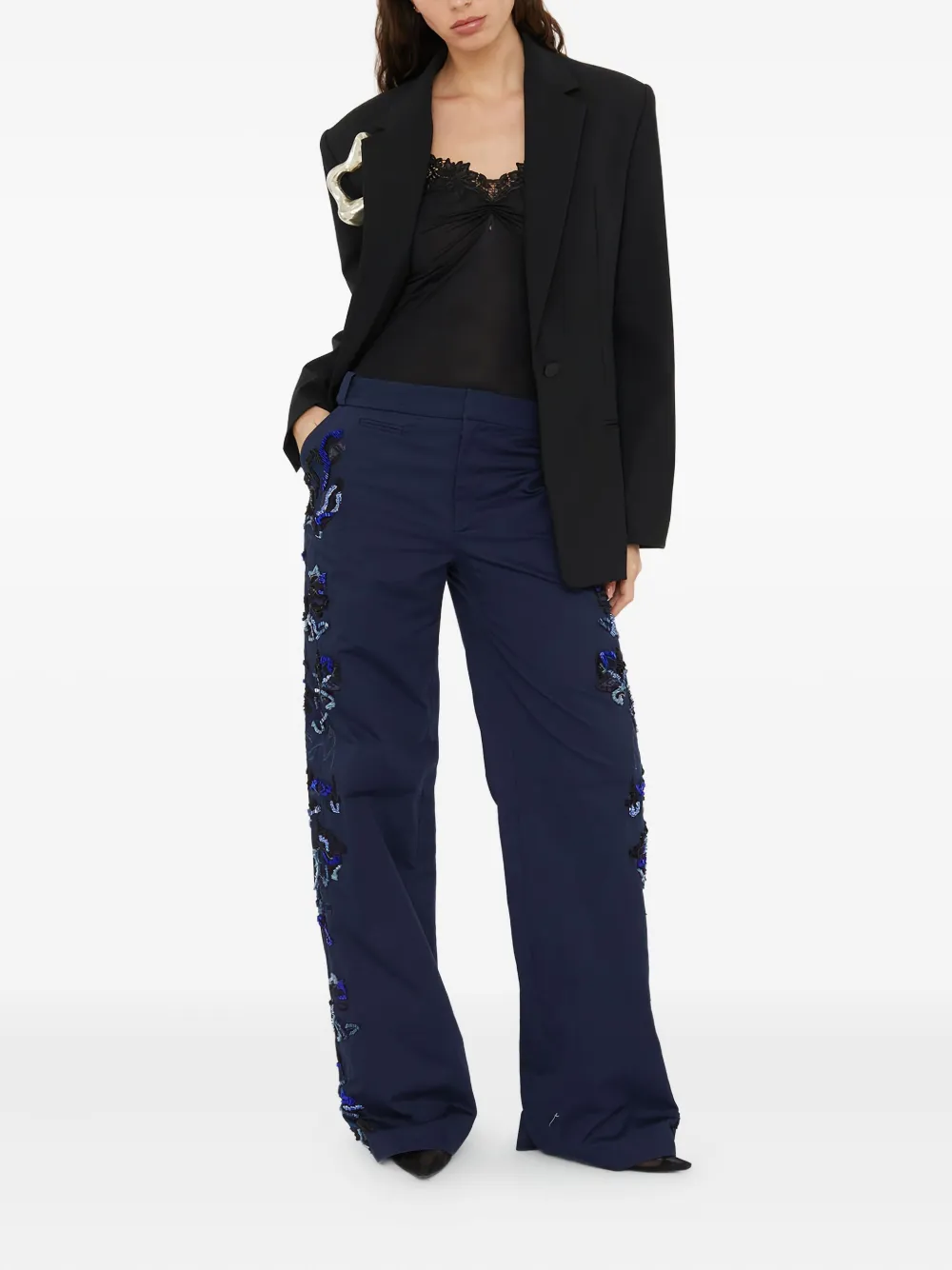 Christopher Esber Duke verfraaide broek - Blauw