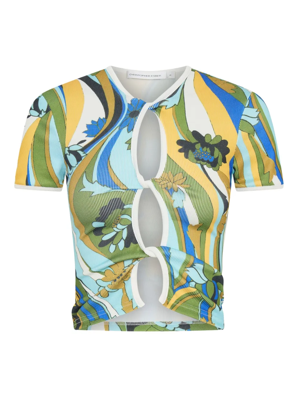 Christopher Esber Acidic Floral cropped T-shirt | Green | Image 1