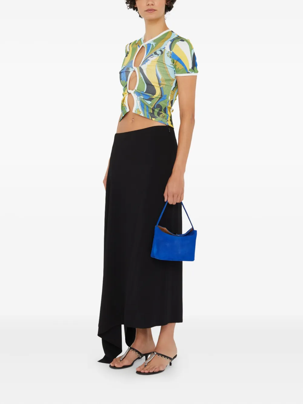 Christopher Esber Acidic Floral Cropped T-shirt In Multi