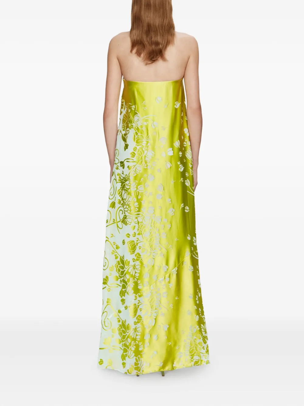 Christopher Esber Burnout Strapless Maxi Dress In Green