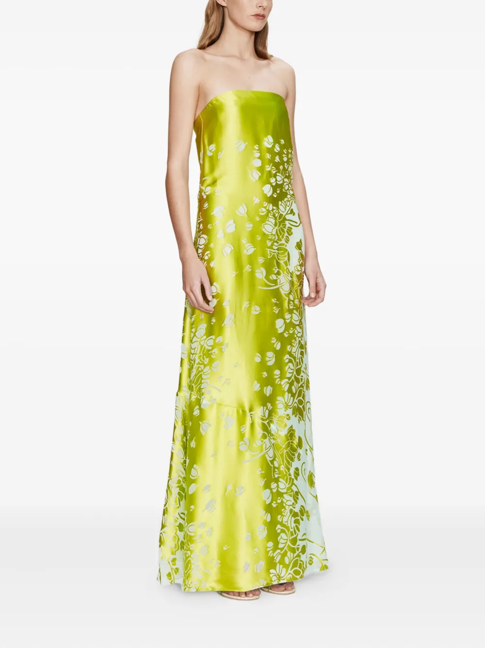 Christopher Esber Burnout Strapless Maxi Dress In Green