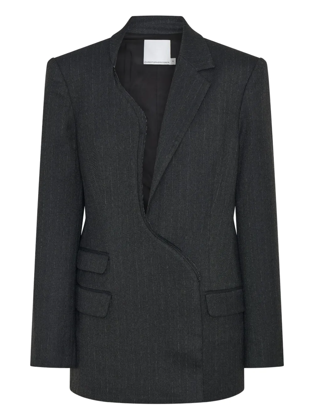 Christopher Esber Torrent Pinstripe Asymmetrical Blazer In Gold