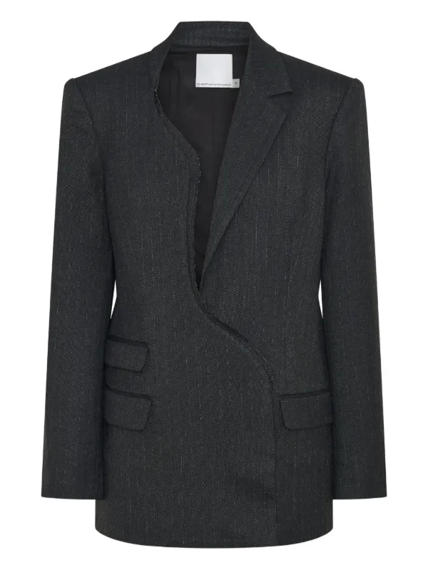 Christopher Esber Torrent Pinstripe Asymmetrical Blazer in Black