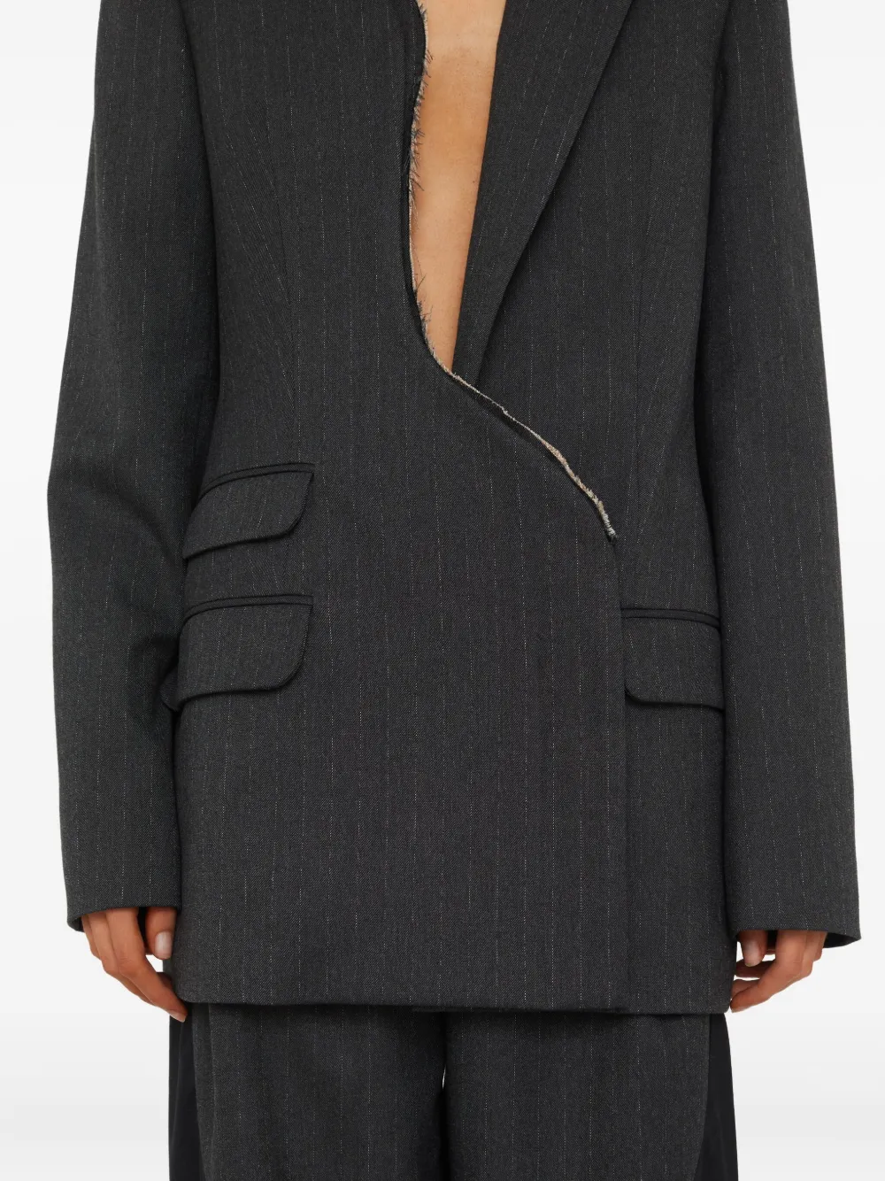 Christopher Esber Torrent Pinstripe Asymmetrical Blazer In Gold